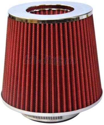 4" Inch Chrome Inlet High Flow Short Ram/Cold Intake Round Cone Air Filter Red Sidewall 35.43 lbs