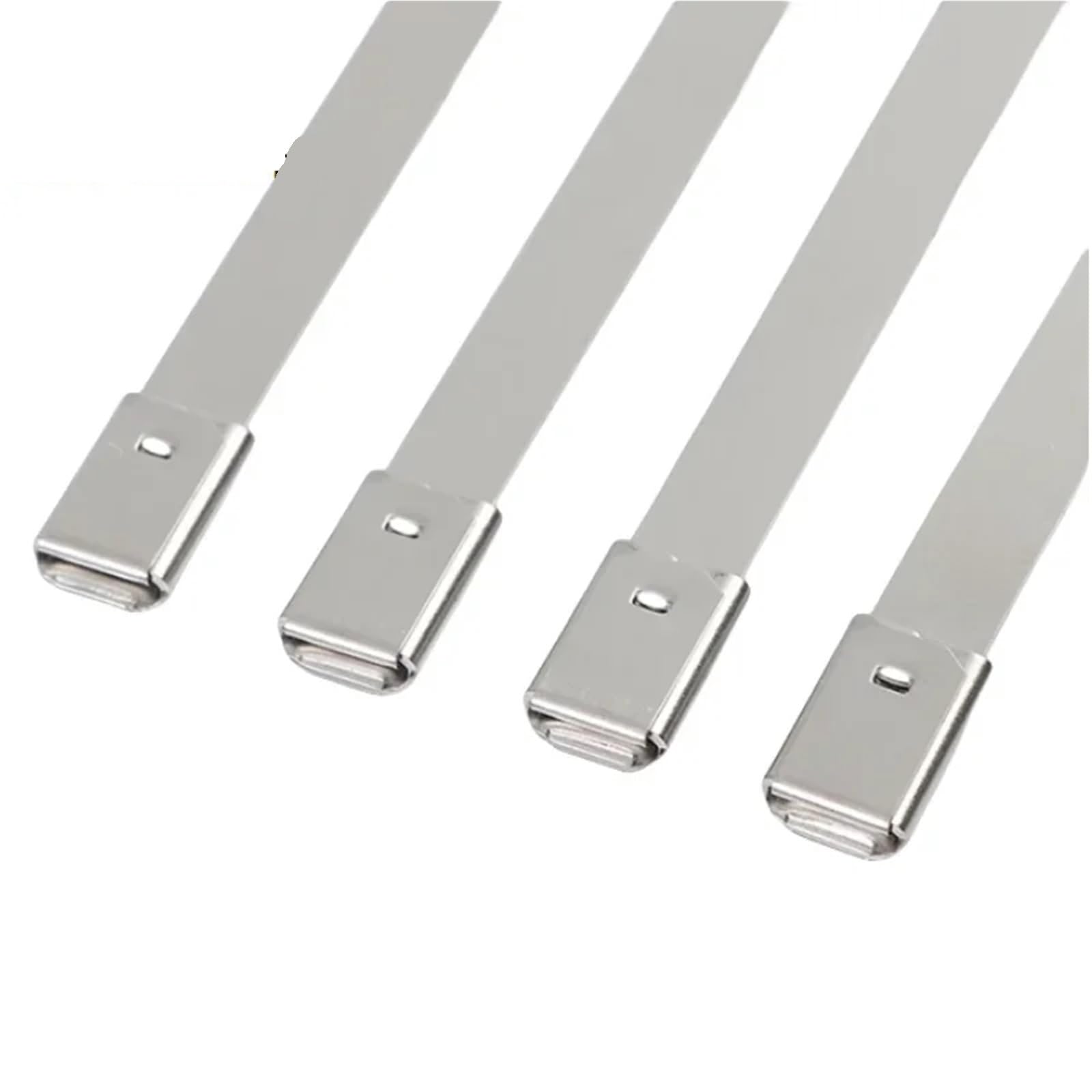 Fascette in acciaio inossidabile da 4,6 mm, fascette per cavi di scarico rivestite in metallo, chiusura con cerniera, multifunzione, 4,6 (50 pezzi, 4,6 x 900 mm)