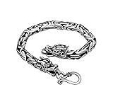 Pulsera de dragón de plata para hombre, pulseras pesadas para hombre, plata de ley 925 ~ 4 mm/5 mm/6 mm/7 mm de ancho,