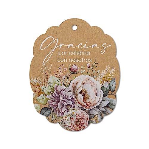 Summer-Ray 50pcs Floral-Themed Floral Bouquet Gracias Spanish Wedding Favor Gift