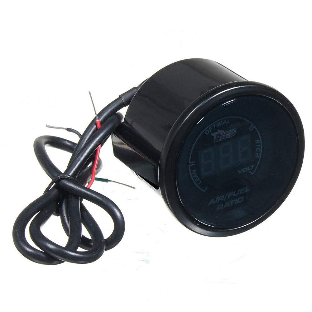 Jauge de Rapport Air-Carburant, 12V Voiture NuméRique à LED AFR VoltmèTre Indicateur Jauge de Tension avec Capteur D'OxygèNe O2(52mm)