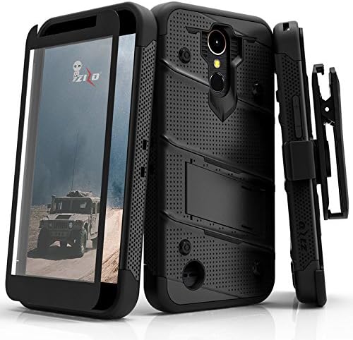 ZIZO Bolt Series LG K20 Plus Case Military Grade Drop Tested with Tempered Glass Screen Protector Holster LG Harmony Black