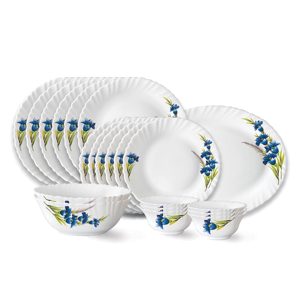 Larah by Borosil Nina Opalware Dinner Set (21 Pieces) at ₹1,312 – Amazon