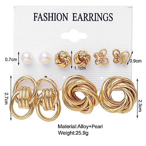 Shining Diva Fashion 5 Pairs Combo Set Latest Stylish Stud Earrings for Women and Girls (Gold) (13669er)