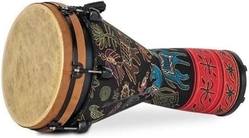 African Djembe Drum 12 Inch Rope Tuned Hand Drum Natural Goat Skin Head Carved Wood Body Hand Percussion Drum for Drum Circle Rhythm Practice Live Performance Black Finish (12 Inch Star Blue)