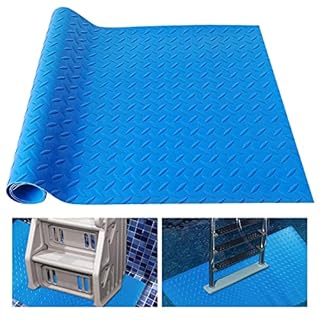 Large Swimming Pool Ladder Mat, 17"x38" Protective Non-Slip Pool Step Pad with Texture，Protective Ladder Pad for Above Ground Swimming Pools Liner and Stairs (Blue)