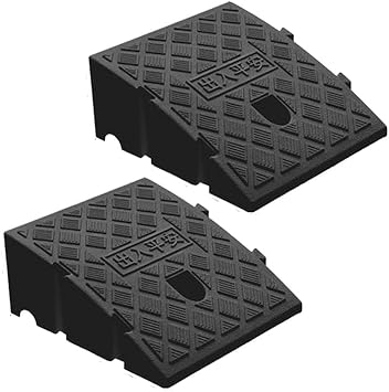2 Pack Kerb Ramp 250 270 70mm Portable Curb Ramp Lightweight Plastic Threshold Ramp 2.75Inch Rise Transition Ramp With Snap for Pavement Car Bike Wheelchair Motorcycle Handcart Slip-Resistant Surface