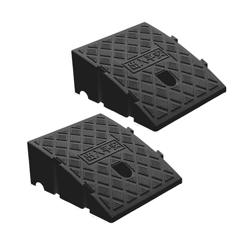 Lot de 2 Rampe de Trottoir 250x270x70mm, Portable - en Plastique Léger - Rampe de Seuil de 7cm Trottoirs pour Voiture vélo Fauteuil Roulant, Moto, Chariot à Main, Surface Antidérapante, 2 Pièce