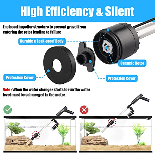 Freesea Electric Aquarium Gravel Cleaner: Automatic Gravel Vacuum Cleaner Fish Tank Cleaning Tools For Change Water Wash Sand (Dc 12V, 6W) #TOP4