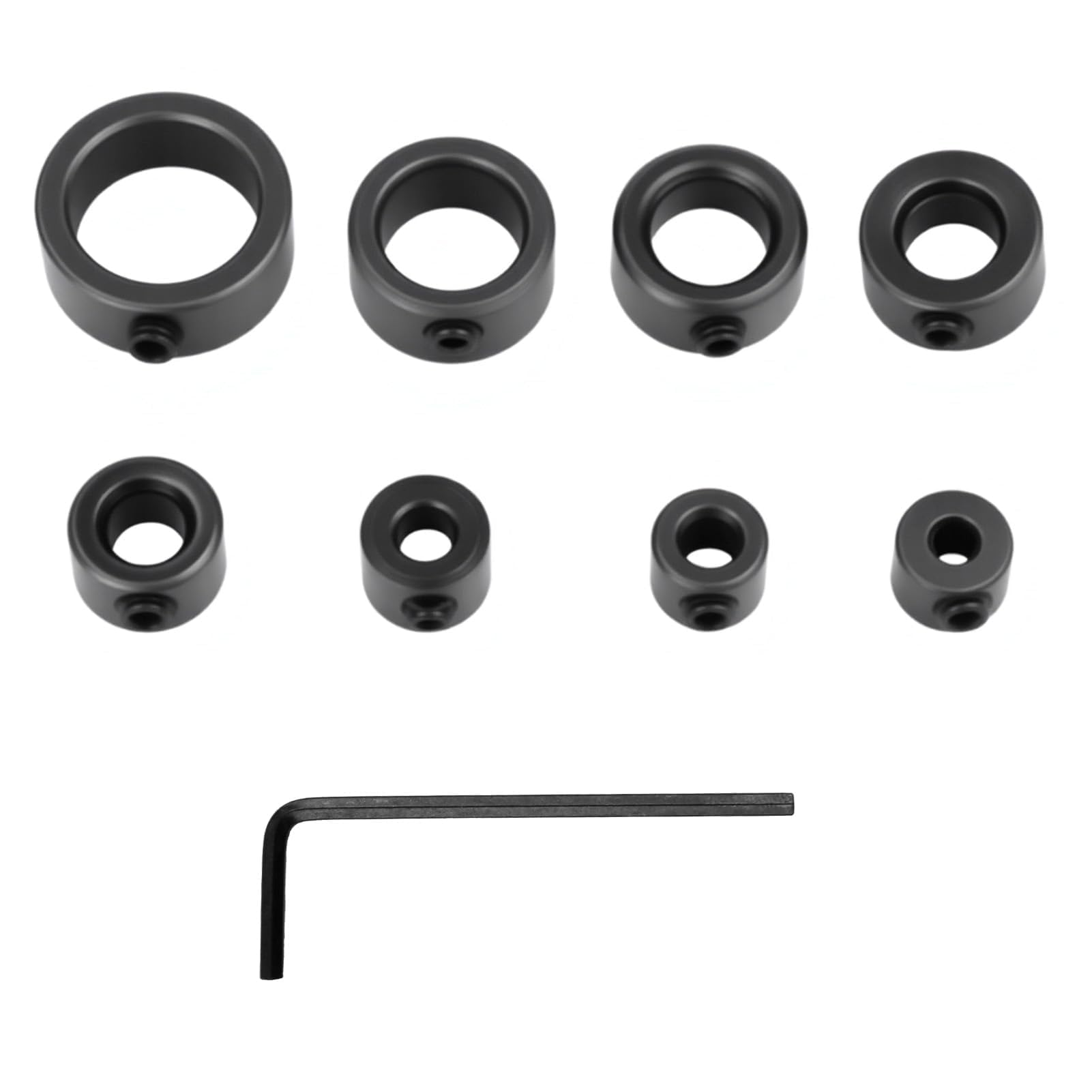 Arresto di profondità per profondità del trapano, 8 pezzi con chiave a brugola da 3 a 16 mm, limitatore di profondità per trapano, anello di bloccaggio per la lavorazione del legno, montaggio di