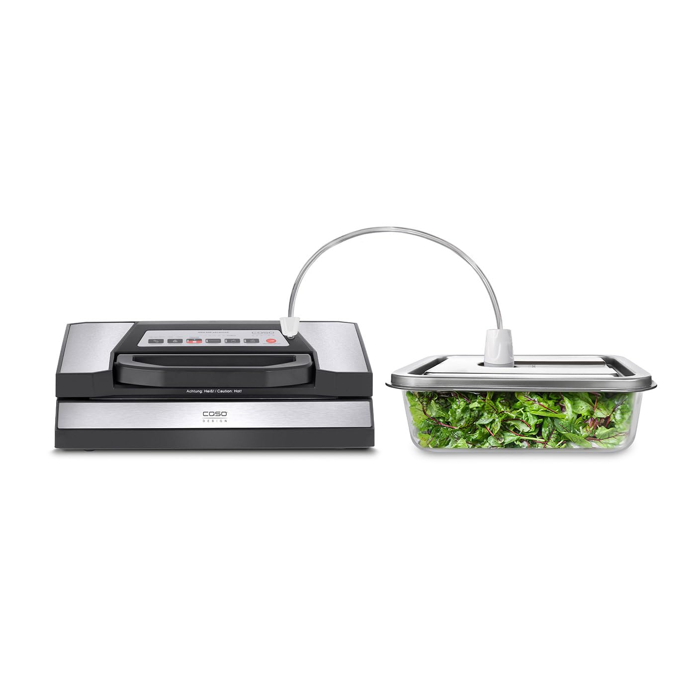 Caso VacuBoxx Inox XL 4.5 - Contenitore per alimenti sensibili alla pressione e liquidi, senza BPA, lavabile in lavastoviglie, congelatore