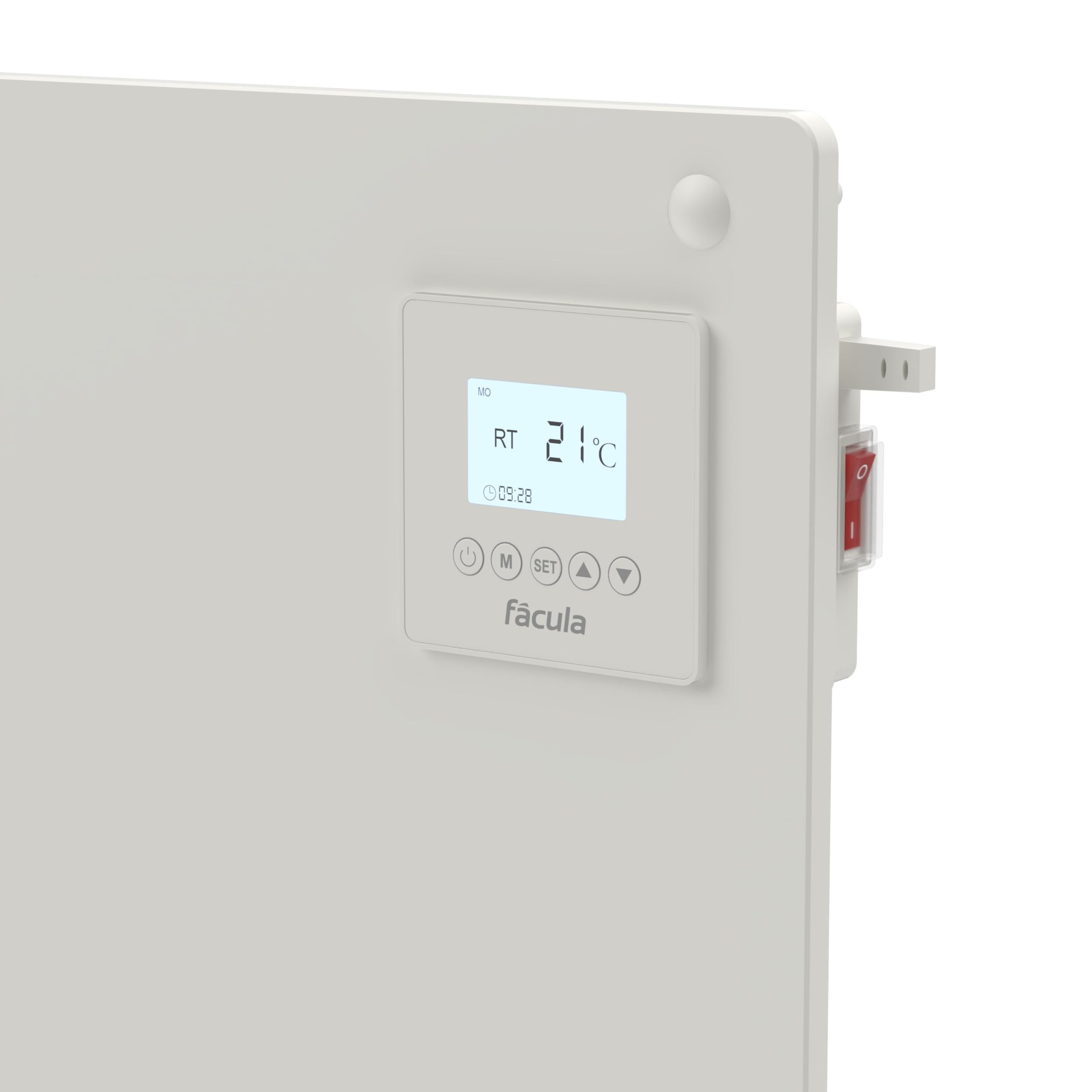 Fácula - Panel Cerámico Programable 550 W | Programación diaria/semanal | Función Ventanas Abiertas | Pintable