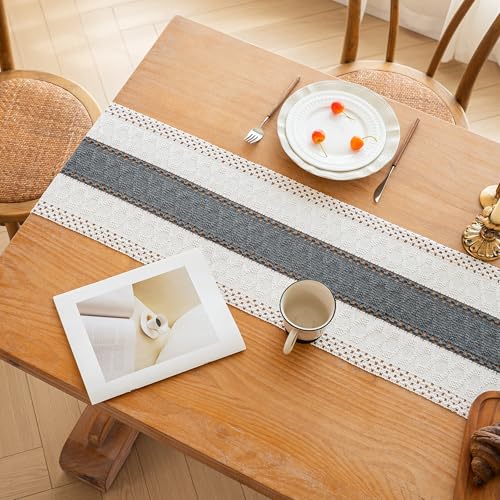 FEXIA Boho Table Runner for Summer Home Decor with Tassels 48 Inches Long Farmhouse Grey Rustic Burlap Table Runner Macrame Table Decoration for Kitchen Bedroom Living Room (12x48 Inches) by FEXIA - Image 7