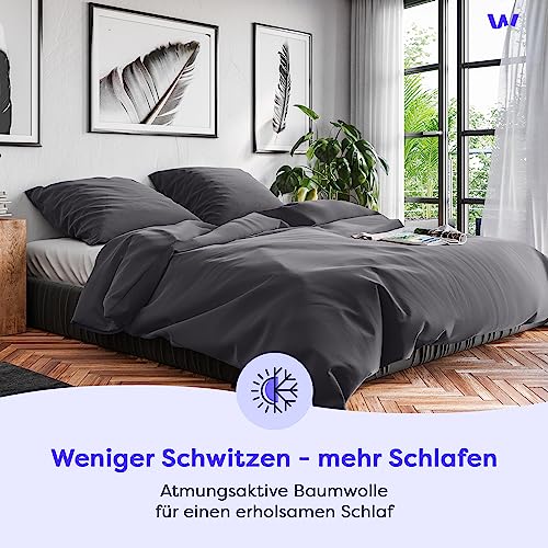Wolkenfeld Bettwäsche 155x220 Baumwolle Reforcè Oeko-TEX – Bettwäsche-Sets Mit Bettbezug 155x220 & Kissenbezug 80x80… – Ansicht 4