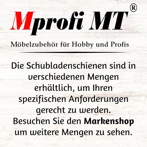 Mprofi MT® 2 Stück, 1 Paar | Schubladenschienen Teilauszug 17mm Höhe, 214mm Länge | Robuste Schubladenschiene aus Stahl | 10 kg Tragkraft | Einfache Montage für Möbel & Schränke | V214/17/2