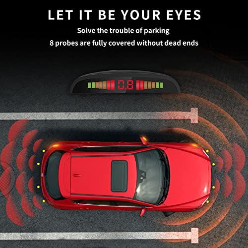 8-Sensor Car Reverse & Front Backup Sensor System with LED Display & Sound Alert – Universal Fit for Cars (Silver) - 4