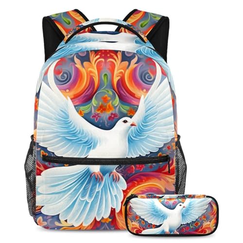 Cartable Art Peace Doves 76 de grande capacité, sac à dos ado pour école et voyage large
