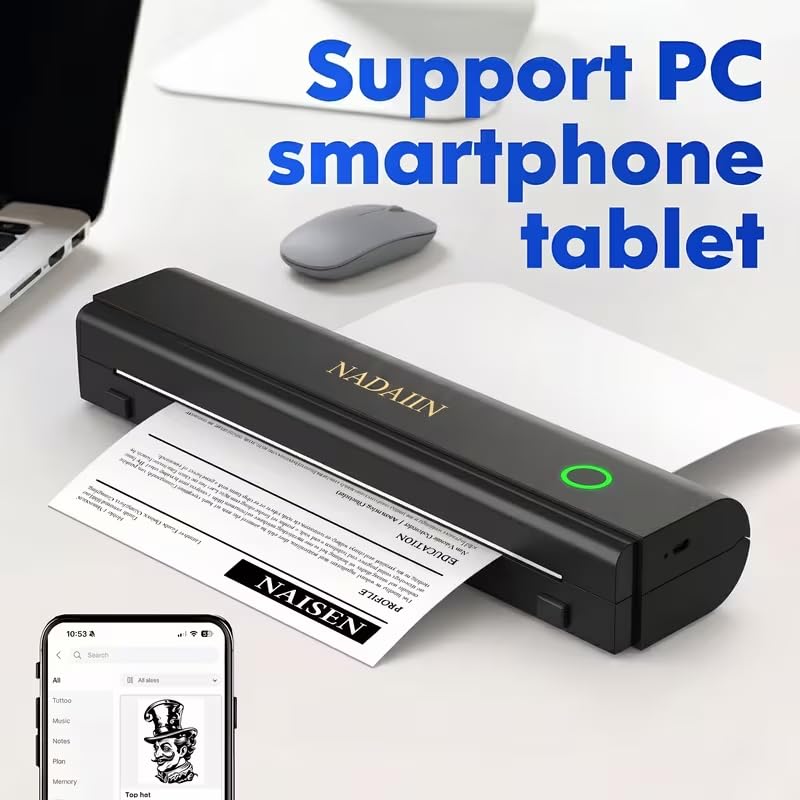 Image of A4 Portable Inkless Thermal Printer with Paper Tray, Wireless Wireless Mobile Printer, Supports 8.5X11 Inch American Letter Paper /A4 Thermal Paper, Compatible with Mobile Phones and Laptops