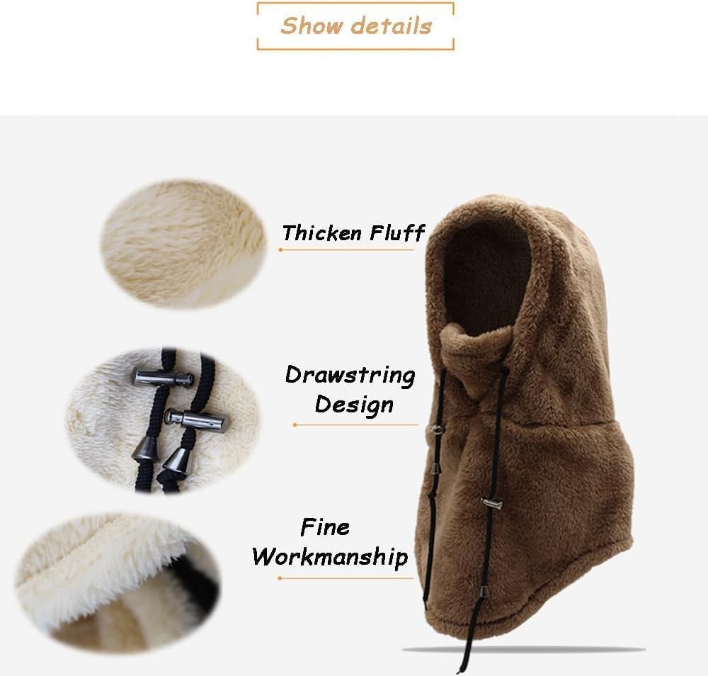 Sherpa Hood, Balaclava Ski Mask, Balaclava Heavyweight Fleece Cold Weather Face and Neck Mask, for Women & Men (A-Pink)