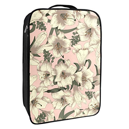 Nanmma Shoe Bag White Lilies - Convenient Packing System for Your Shoes When Traveling