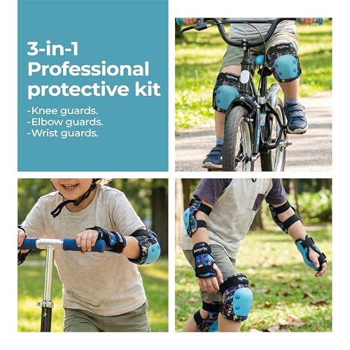 Image of Lifelong Kids Safety Protective Guard | Riding Gear for Cycling & Skating | Knee Pads for Kids, Elbow Guard, Wrist Support | Impact Protection | Blue