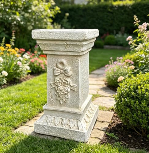 Resin Garden Decorative Column, 12" Retro Ancient Greek Style Roman Column, Vintage Weathered Column Pedestal Decorative Display Stand Suitable for Weddings and Dining Tables, Indoor/Outdoor Use