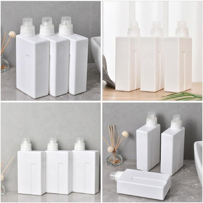 2-Pack Refillable Laundry Detergent Bottles Leak-Proof White Pe Containers 9.84X4.48X2.20In Lightweight Portable for Home and Travel Use