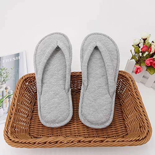 Ofoot Women's Cozy Cotton Spa Thong Flip Flops House Slippers,Thick Memory Foam Open Toe Slip On Indoor Shoes #TOP3
