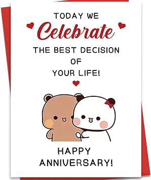 Cute Anniversary Card for Him Her, Romantic Anniversary Card Gift for Boyfriend Girlfriend, Sweet Love Card for Wife Husband, Happy Anniversary Couple Greeting Card