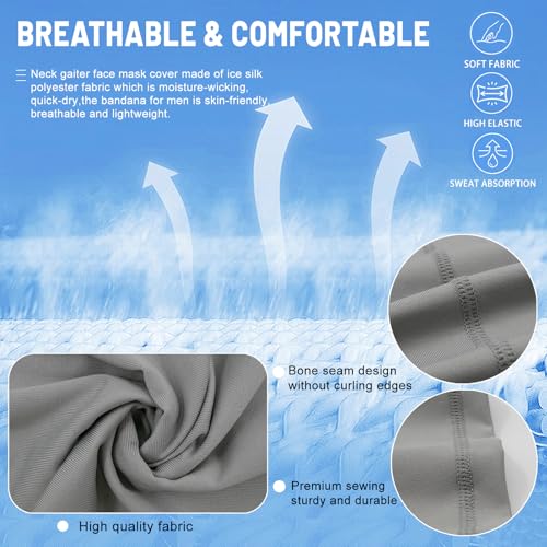 3pcs Neck Gaiter Bandanas for Men Face Mask Cover Balaclava Cooling Neck Gator Gaiters for Men Head Scarf American Flag Motorcycle Face Masks for Sun Protection Breathable Headwear Headband Fishing3