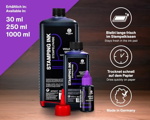 Octopus Tusz do stemplowania płynów, tusz do wielokrotnego napełniania do stempli i automatycznych maszyn do stemplowania, tusz do stemplowania 30 ml, fioletowy bez oleju