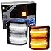 iJDMTOY Clear Lens Switchback LED Side Mirror Marker Lamps For 2008-16 Ford F250 F350 F450 Super Duty, (2) Clear Lens, White LED Parking Light, Amber LED Turn Signal Light