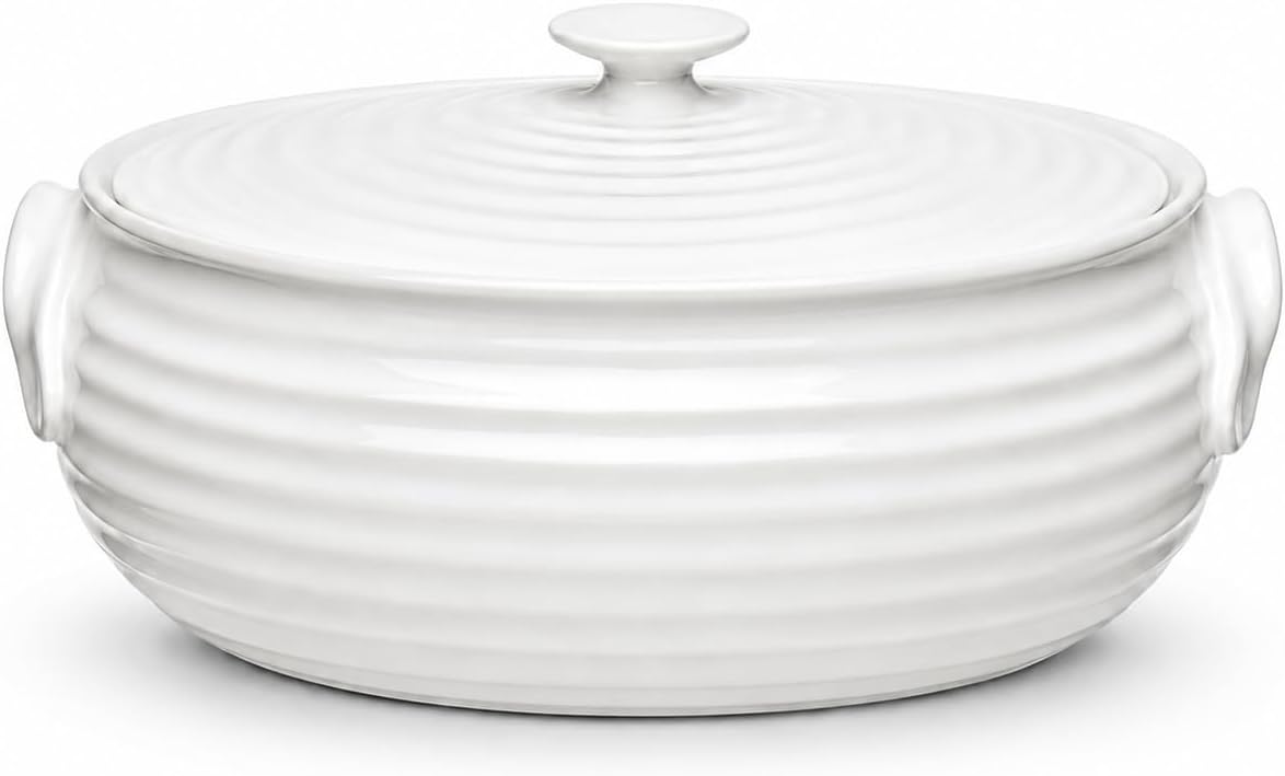 Home & Gifts Small Oval Casserole, Porcelain, White, 21 x 26.4 x 12.3 cm