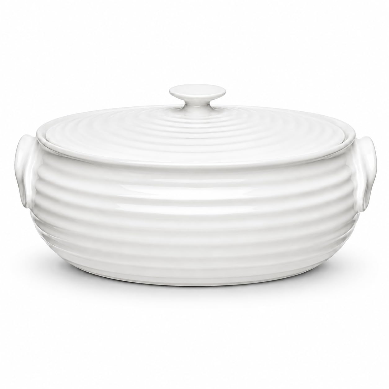 Portmeirion x Sophie Conran Porcelain Casserole Dish with Lid - White Oval Serving Dish, Oven, Microwave and Dishwasher Safe, Suitable for Everyday Cooking and Entertaining