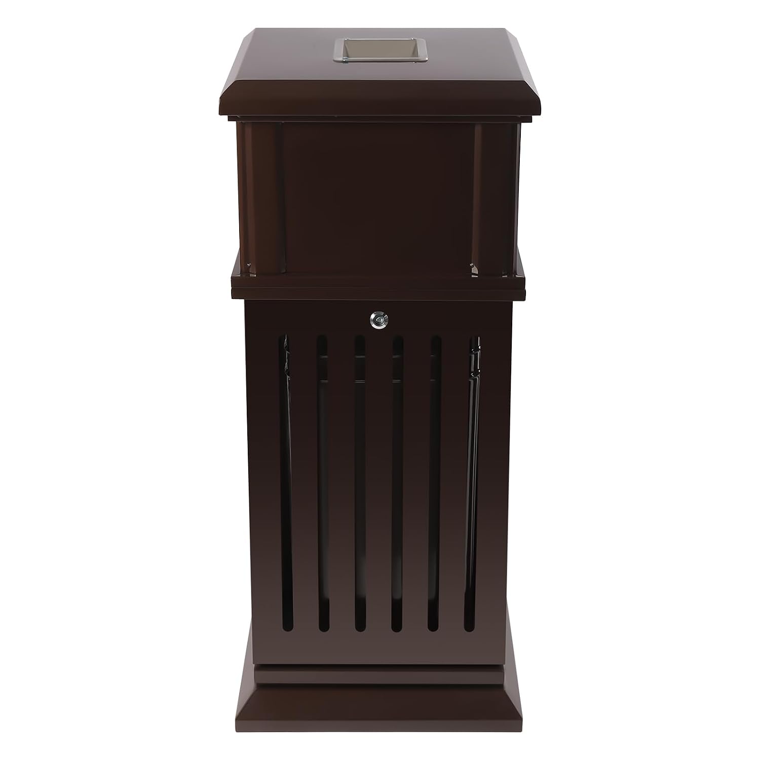Outdoor Trash Can with Ashtray & Locking Lid - Heavy-Duty Galvanized Steel Garbage Enclosure, 8.8gal Capacity for Parks, Malls, Offices