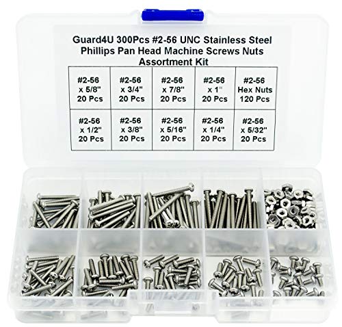 Vis à tête cylindrique inox de qualité supérieure UNC #2-56 en coffret de 300 pièces