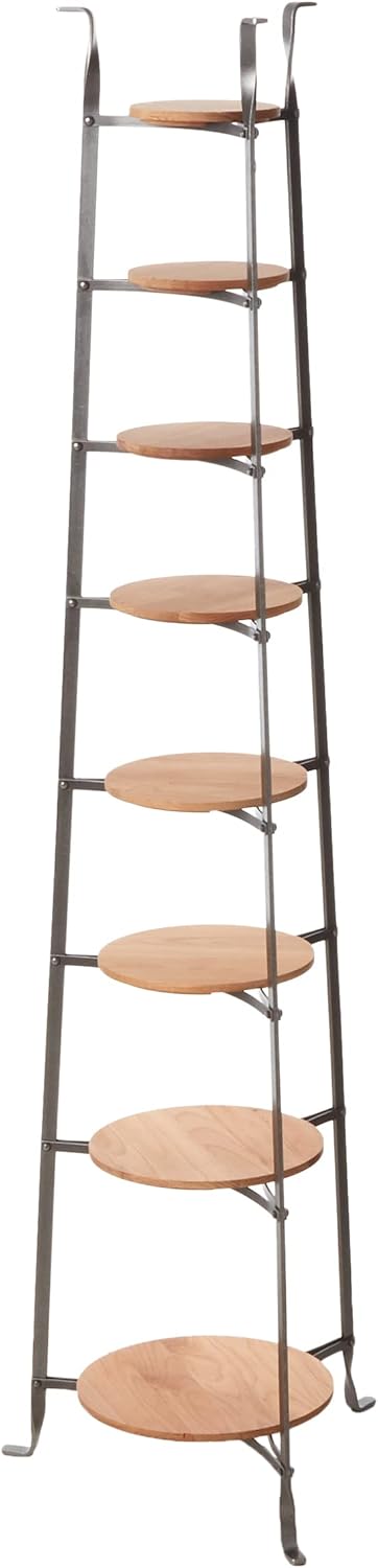Enclume 8-Tier Gourmet Cookware Stand with Alder Shelves, Hammered Steel