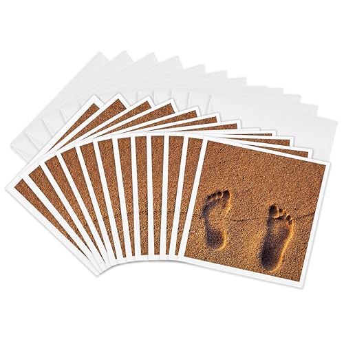 Cartes de vœux Hawaï sable plage lot 12 cartes correspondance carrées 3dRose