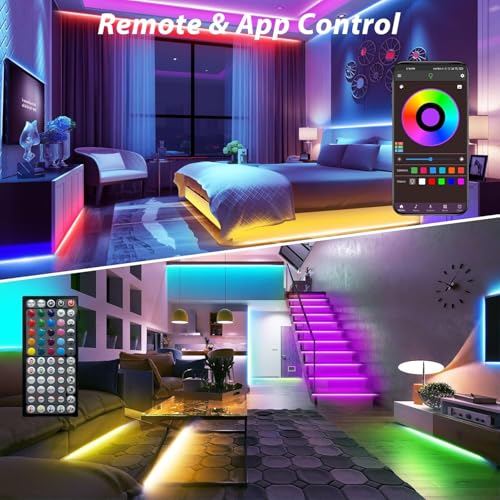 Image of Ledagic Led Lights for Bedroom 132ft (66ft*2Rolls) Music Sync Color Changing Led Strip Lights with Remote and App Control RGB Led Light Strip for Home Party Room Decor