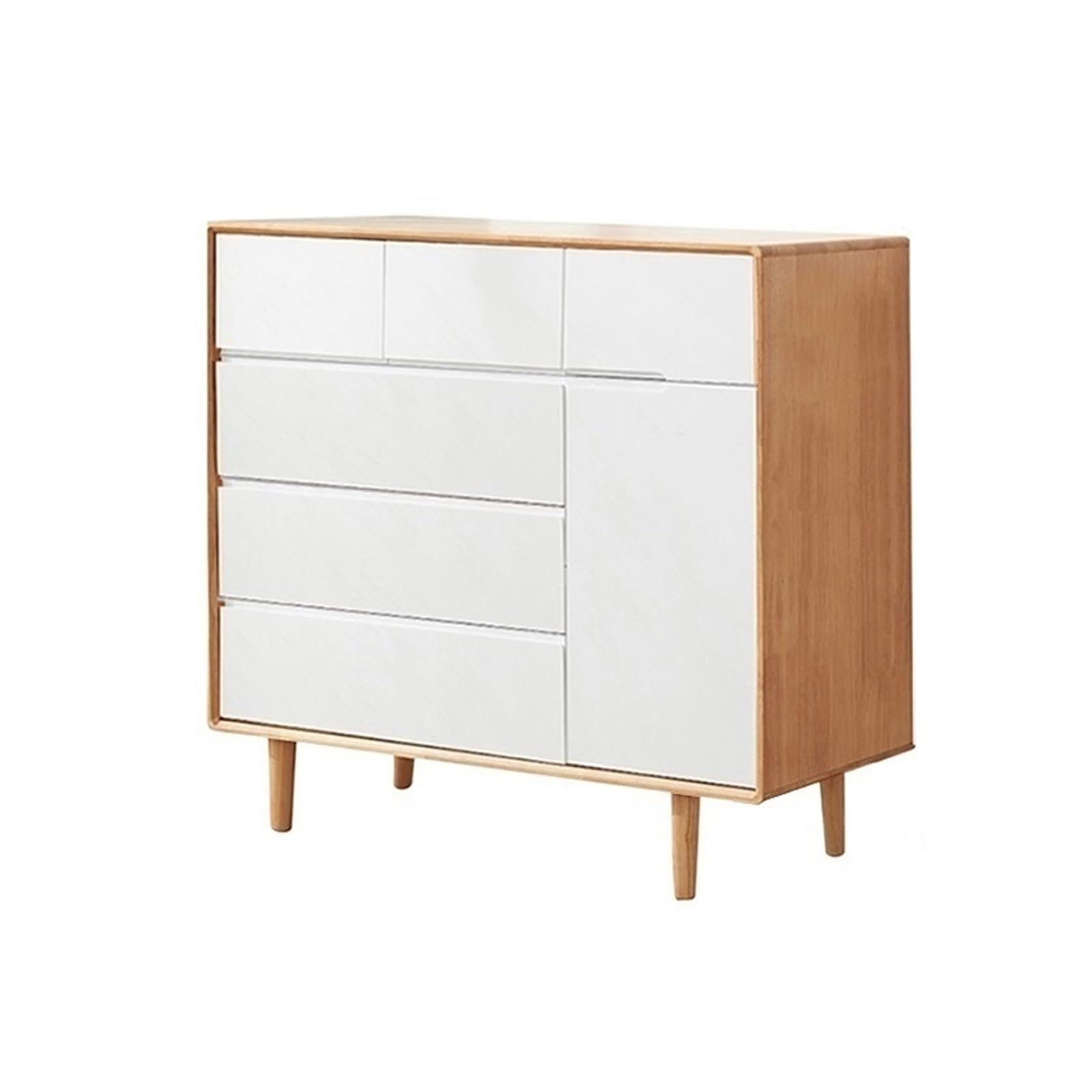 Dh2yjnbf3 Bedroom White Wooden Chest Of Drawers Dresser For Bedroom With 6 Storage And 1 Door Storage Organizer