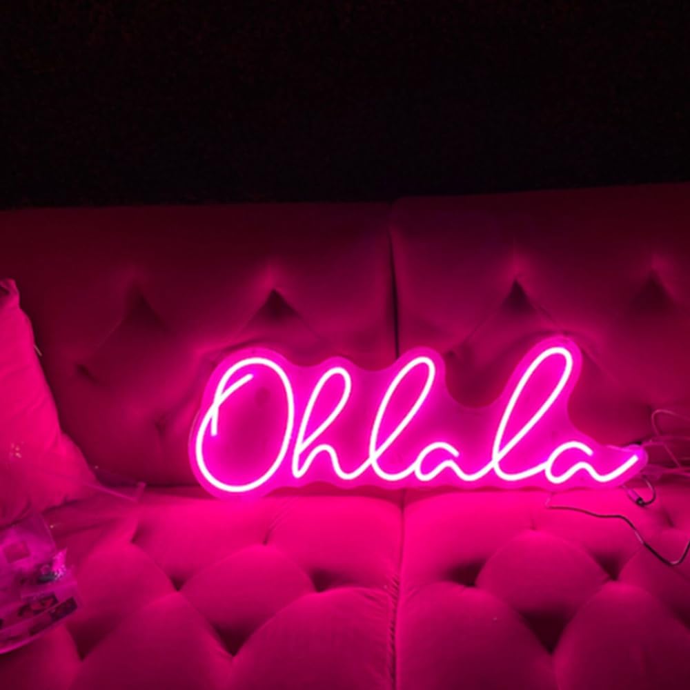 "Bonjour" "Ciao" LED Neon Sign Wall Light - USB Powered, Adjustable Brightness, 15" X 7" Decorative Lamp - View #6