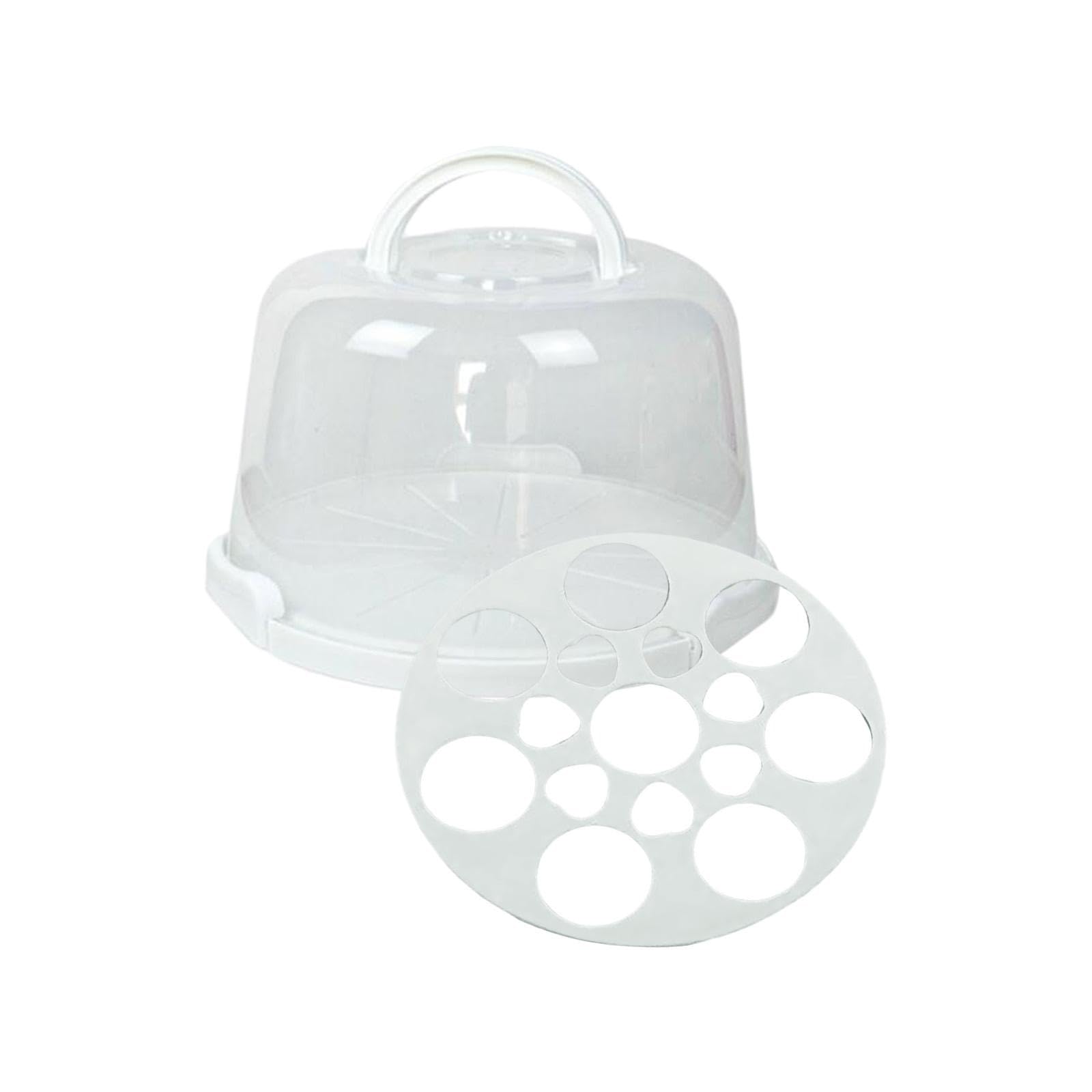 Soporte para Pasteles con Tapa Y Asa. Contenedor Multiusos para Pasteles, Bandeja para Servir Dulces con Cierre. Ideal para Fiestas, 8 Pulgadas con Rejilla, Individual