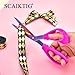 SCAIKTIG 8.5“ Bent Fabric Scissors All Purpose Sharp Heavy Duty, Bent Shears for Sewing Crafting Cutting Clothes, Felt, Leather, Paper Supplies, Pink Handle, Titanium Coating Blades, 2-Pack