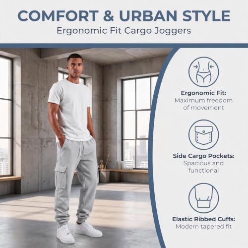 Cargo Joggers Men Comfy Elastic High Waisted Jogger Pants Cargo Joggers - image 7