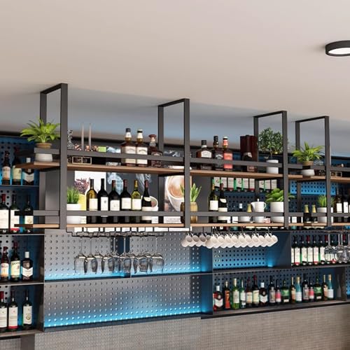 Étagère à vin suspendue industrielle avec range-bouteilles mural
