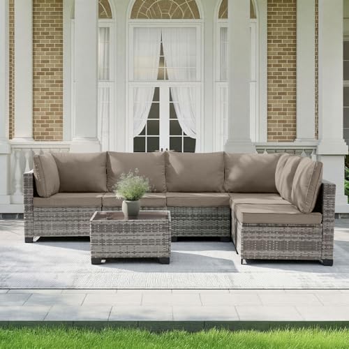 MOCHITO 7 Pieces Outdoor Patio Furniture Sets, All-Weather Sectional Sofa