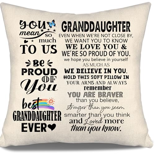 Aosumin Best Granddaughter Throw Pillow Cover Pillow Cover Granddaughter Present Ideas from Grandparents Birthday Gift Graduation Thanksgiving (Our Granddaughter)