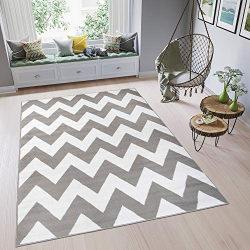 Tapiso Fire Alfombra de Salón Sala Diseño Moderno Blanco Gris Estilo