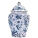 Magcolor Decorative Creative Blue and White Ceramic Ginger Jar set of -2 with Lid-7.7 inch Tall