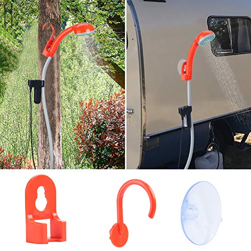 Ducha portátil para camping con bomba recargable por USB, cabezal desmontable, funciona bombeando agua desde cubo, ideal para camping, senderismo, limpieza de mascotas y lavado de autos miniatura 5